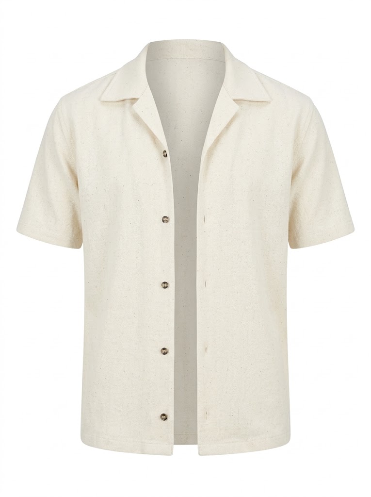 Camisa Linho Off-White Gola Cubana